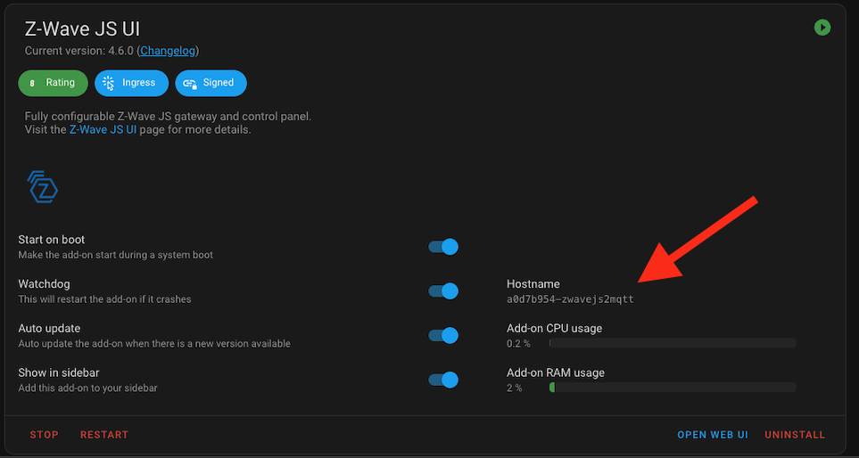 Z-Wave JS UI Hostname