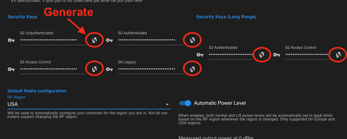 Z-Wave JS UI Security Keys