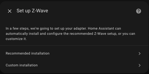 Set up Z-Wave Dialog